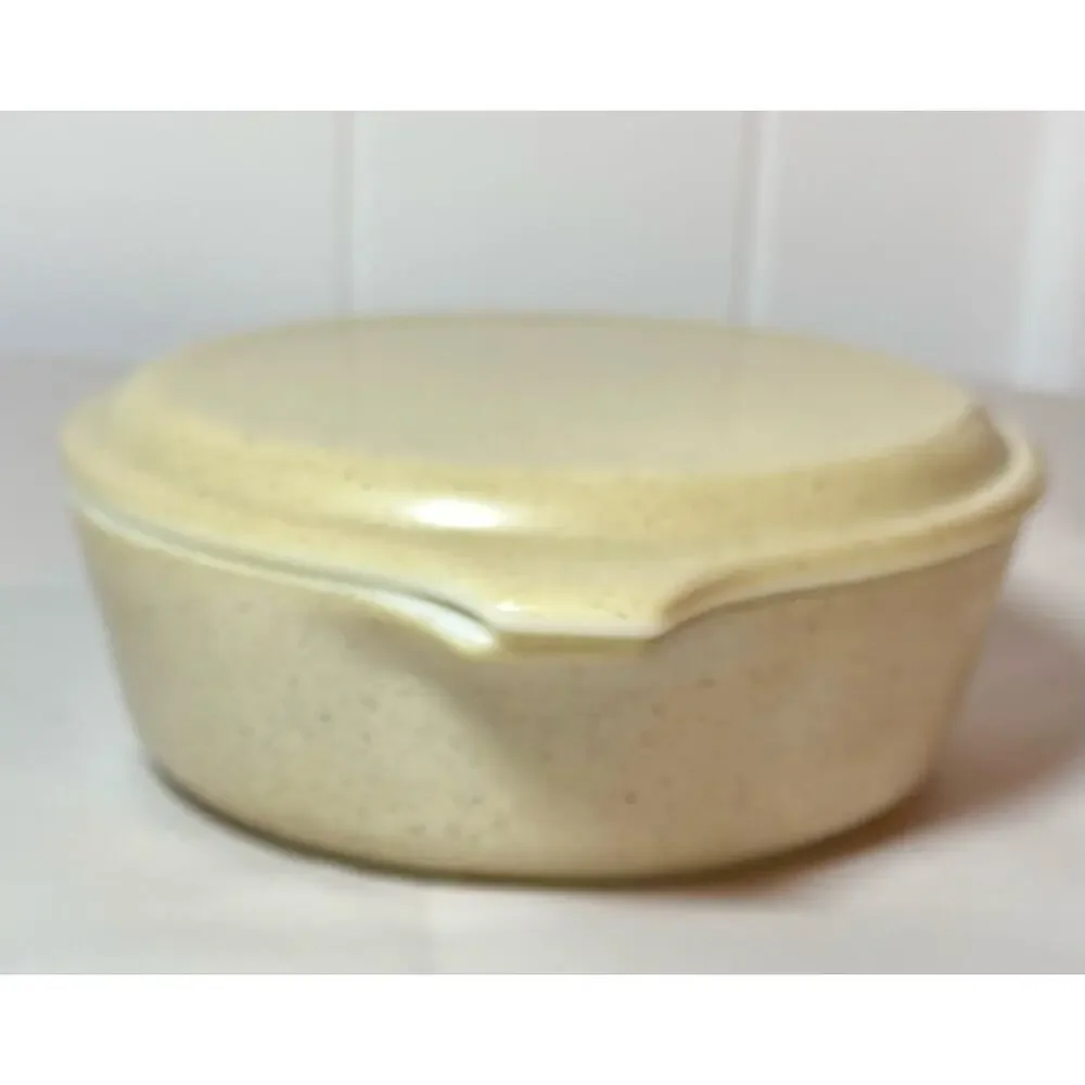 Vintage Pyrex 471 Homestead speckled Tan Casserole Dish With Lid 1 Pint